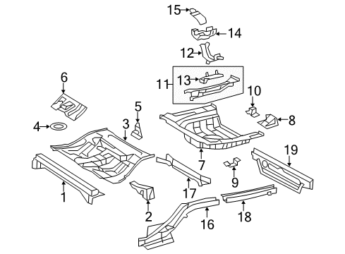 2008 Toyota Camry Rear Body - Floor & Rails Diagram