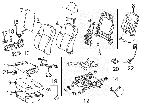 2015 Toyota Avalon Cushion Cover, Black/Blue, Passenger Side Diagram for 71071-07152-C1