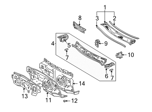 2001 Toyota Highlander Cowl Diagram