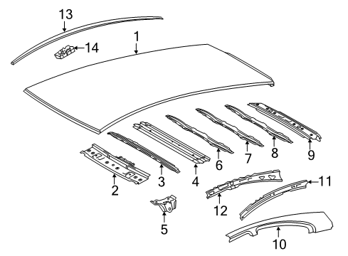 2013 Toyota Prius C Roof & Components, Exterior Trim, Body Diagram 2 - Thumbnail