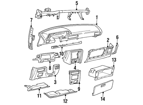 1991 Toyota Camry Cover Sub-Assembly, Instrument Panel Under Diagram for 55607-32020