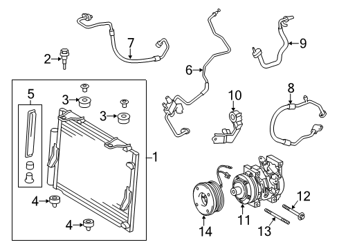 2021 Toyota Tundra A/C Condenser, Compressor & Lines Diagram