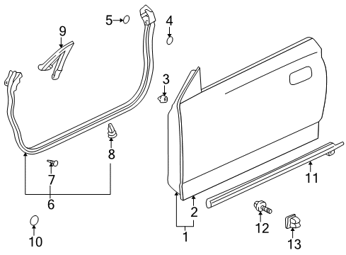 2002 Toyota Celica Door & Components, Exterior Trim, Trim Diagram