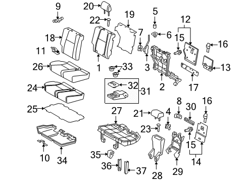 2016 Toyota 4Runner ARMREST Assembly, Rear Seat Diagram for 72830-35240-C1