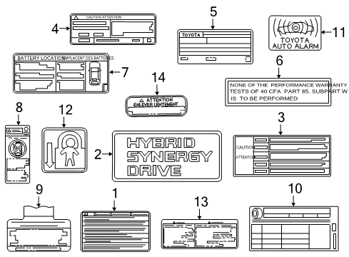 2016 Toyota Camry Engine Name Plate Diagram for 11291-36040