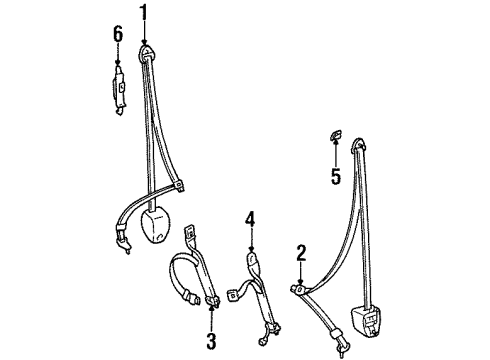 1997 Toyota T100 Front Seat Belts Diagram 1 - Thumbnail