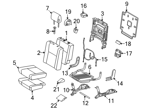 2009 Toyota Sequoia No.2 Seat Back Cover Sub-Assembly, Right Diagram for 79023-0C060-B1