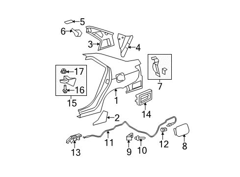 2009 Toyota Yaris Quarter Panel, Driver Side Diagram for 61602-52340