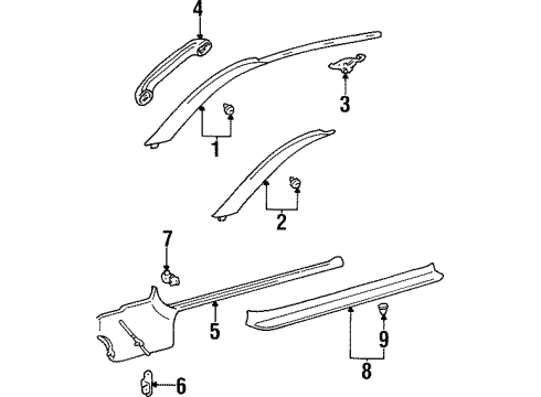 1998 Toyota Supra Interior Trim - Pillars, Rocker & Floor Diagram