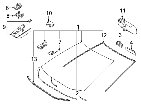 2022 Toyota Corolla Glass, Reveal Moldings Diagram