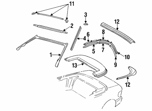 1992 Toyota Celica Moldings - Roof Diagram