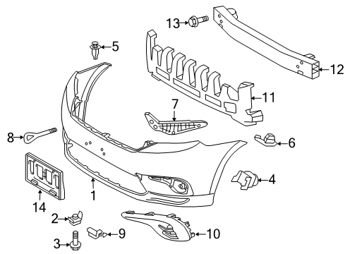 2013 Toyota Highlander Front Bumper Diagram