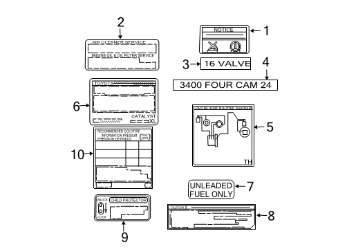 2004 Toyota Tacoma Emission Label Diagram for 11298-62811