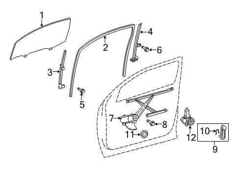 2007 Toyota Tundra Front Door - Glass & Hardware Diagram