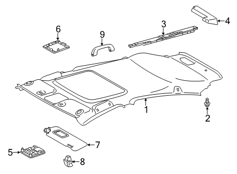 2014 Toyota Prius C Pad, Roof Headlining Diagram for 63355-52090