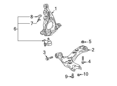 2021 Toyota C-HR Front Suspension Control Arm Sub-Assembly, No.1 Right Diagram for 48068-F4010