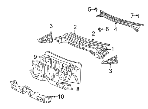 2000 Toyota Corolla Cowl Diagram