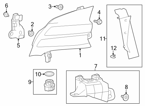 2023 Toyota Prius AWD-e RETAINER, RR BUMPER Diagram for 52562-47030