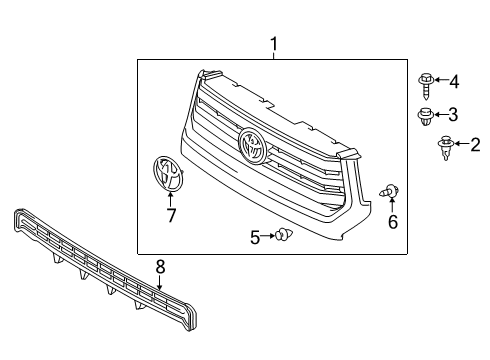 2017 Toyota Tundra Radiator Grille Sub Assembly Diagram for 53100-0C290