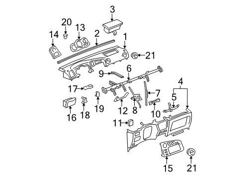 2004 Toyota Matrix Panel Sub-Assy, Instrument Cluster Finish Diagram for 55404-01030