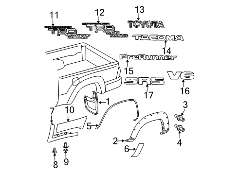 2013 Toyota Tacoma Exterior Trim - Pick Up Box Diagram 3 - Thumbnail