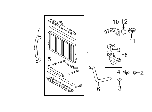 2010 Toyota Highlander Radiator & Components Diagram