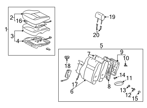 2001 Toyota Highlander Armrest Assy, Front Seat, Center Diagram for 72810-48090-A0