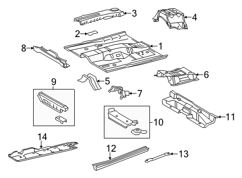 2015 Toyota Avalon Pillars, Rocker & Floor - Floor & Rails Diagram