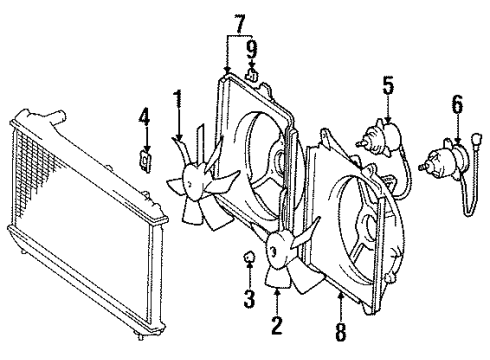 1998 Toyota Avalon Cooling System, Radiator, Water Pump, Cooling Fan Diagram 1 - Thumbnail