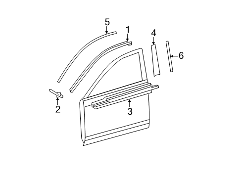 2010 Toyota Camry Exterior Trim - Front Door Diagram 2 - Thumbnail