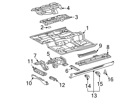 2004 Toyota Solara Floor & Rails, Exterior Trim, Trim Diagram 2 - Thumbnail