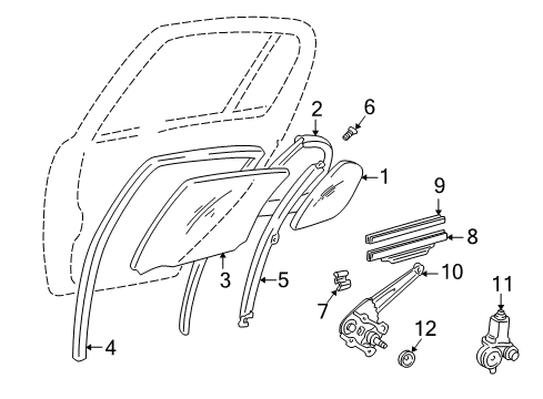 2005 Toyota Echo Rear Door - Glass & Hardware Diagram