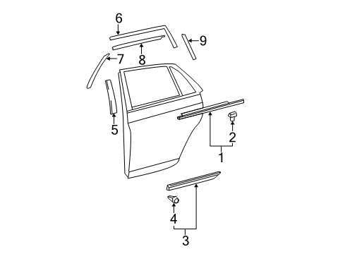 2011 Toyota Avalon MOULDING Sub-Assembly, R Diagram for 75075-07020-B1