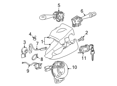 2009 Scion tC Cylinder & Key Set, Ignition Switch Lock Diagram for 69057-21092