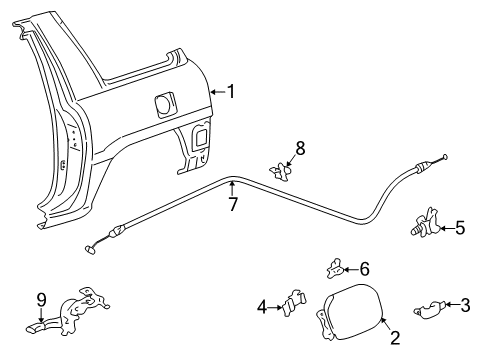 1999 Toyota RAV4 Lid Assy, Fuel Filler Opening Diagram for 77350-42010