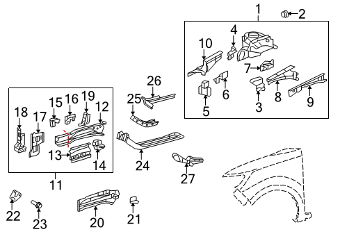 2013 Scion xB Member Sub-Assy, Front Side, Inner RH Diagram for 57027-12010