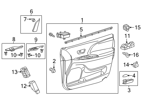 2016 Toyota Sienna Interior Trim - Front Door Diagram