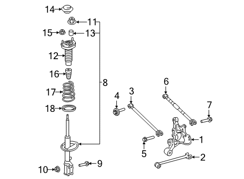 2016 Toyota Camry Shock Absorber Assembly Rear Left Diagram for 48540-09C20