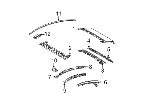 2011 Toyota Prius Roof & Components, Exterior Trim Diagram 1 - Thumbnail