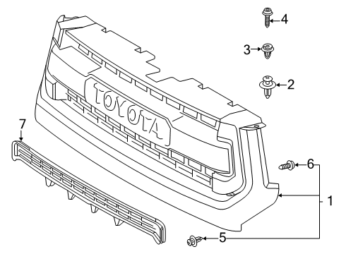 2015 Toyota Tundra Radiator Grille Sub Assembly Diagram for 53100-0C260-E0