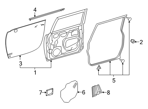 2010 Toyota FJ Cruiser Plate, Front Door Inside Panel, LH Diagram for 67444-35010