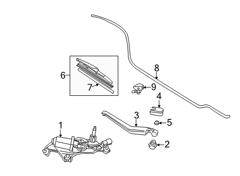 2008 Toyota Prius Lift Gate - Wiper & Washer Components Diagram