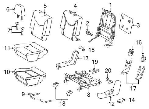 2013 Toyota Prius V Rear Seat Components Diagram