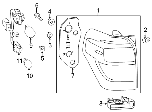 2022 Toyota 4Runner Tail Lamp, Passenger Side Diagram for 81551-35402