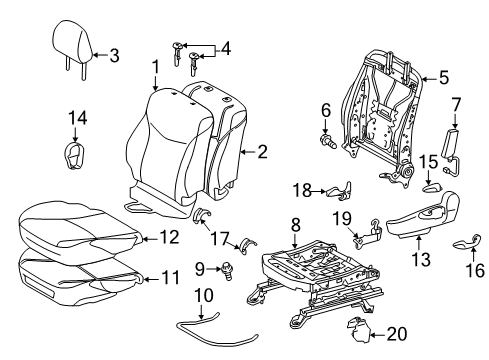 2012 Toyota Prius Plug-In Front Seat Back Cover, Left(For Separate Type) Diagram for 71074-47270-B2