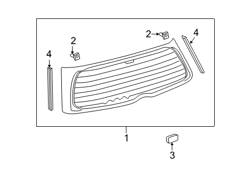 2005 Scion xA Lift Gate Glass, Rear Diagram for 68105-52420