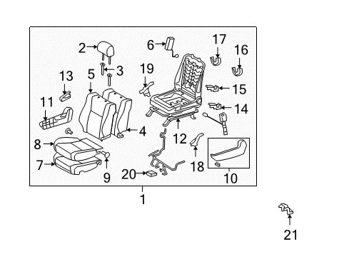 2007 Toyota Tundra Passenger Seat Components Diagram 3 - Thumbnail