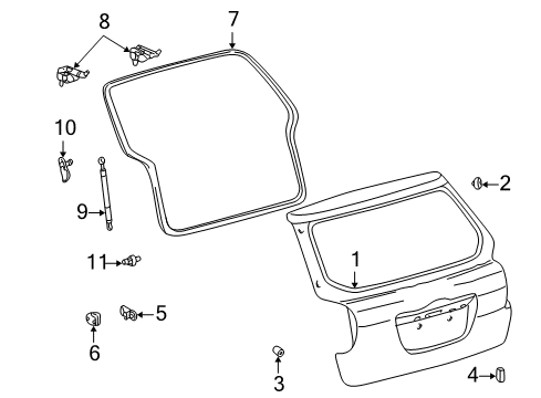 2007 Toyota Matrix Hinge Assy, Back Door, LH Diagram for 68820-02010