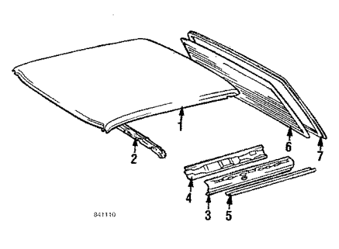 1984 Toyota Corolla Weatherstrip, Back Window Glass Diagram for 64812-12280