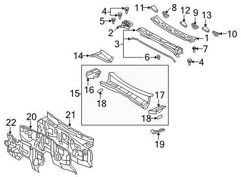 2012 Toyota FJ Cruiser Cowl Diagram